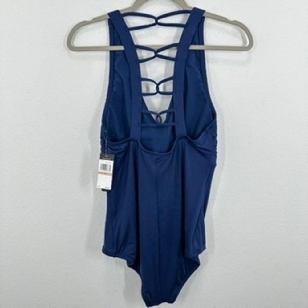 Jantzen‎ Pantheon Blue One Piece Swimsuit Criss Cross Back Size 12 NEW - Picture 3 of 8